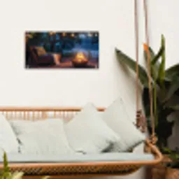 Kampvuur - Meer - Avondlicht tuinposter los doek klein -sfeer7