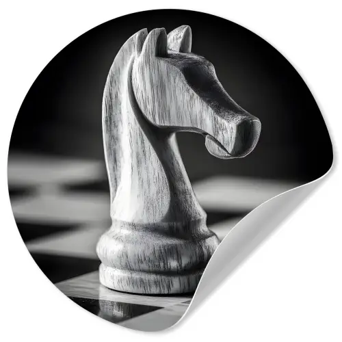 Paard - Hout - Schaalbord - Zwart Wandcirkel behangsticker klein -3d