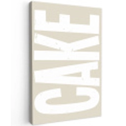 Cake - Woord - Japandi - Wit Tuinposter op houten frame 2 cm dik klein -3d