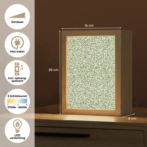 Botanisch - Takken - Groen Light Box met kabel (Tafellamp) klein 925 -USP_NL