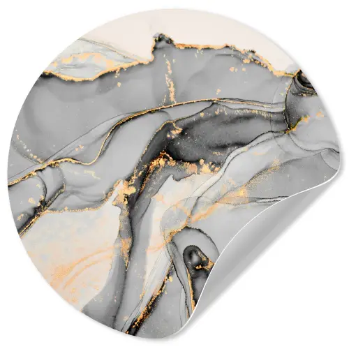 Marmer - Goud - Grijs Wandcirkel behangsticker klein -3d