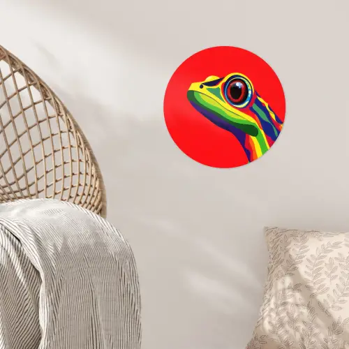 Kikker - Kleurrijk - Strepen - Ogen Wandcirkel behangsticker klein -sfeer4