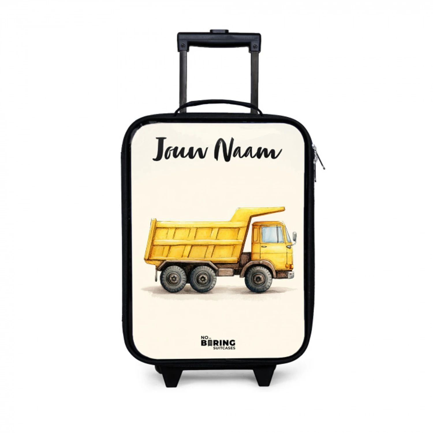 Kiepwagen - Getekend - Geel Kinderkoffer - Zwart klein -3d