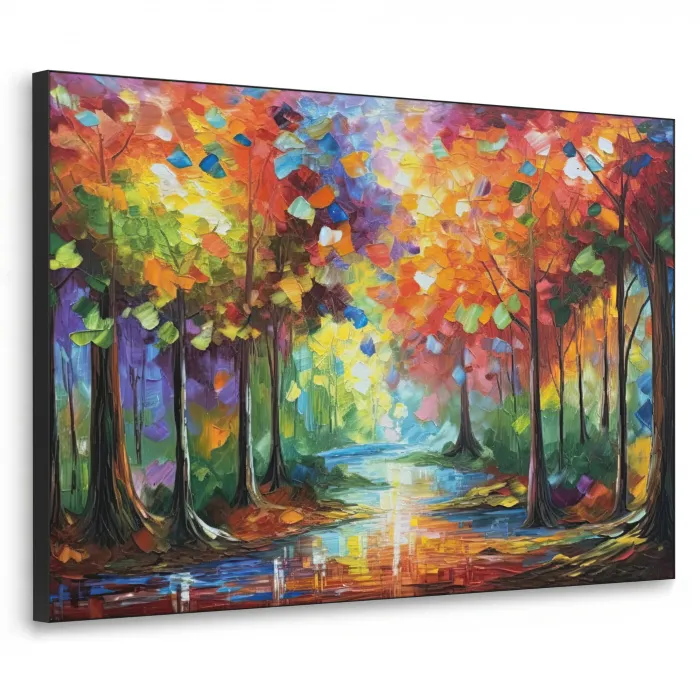 Landschap - Bos - Kleuren - Natuur Textielframe zwart klein -3d