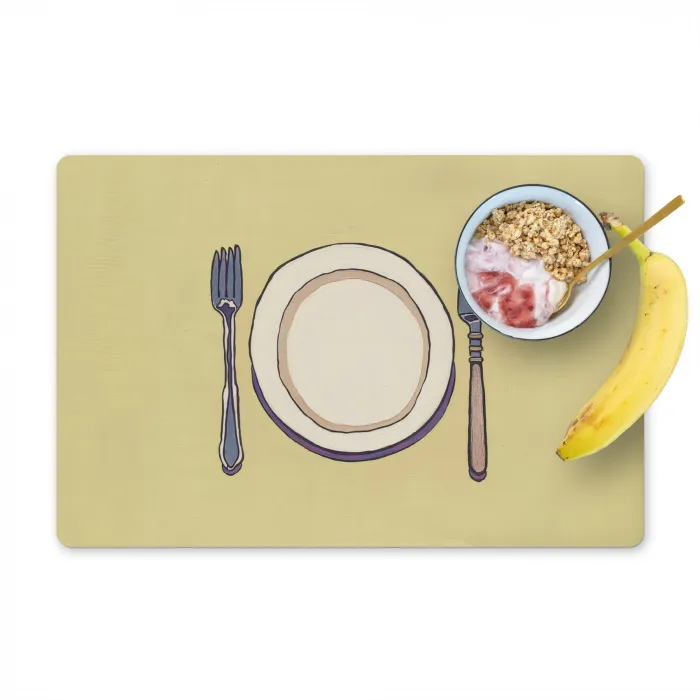 Illustratie - Bord - Bestek - Beige Placemat vinyl groot -zzzproduct_Kitchenyeah-website