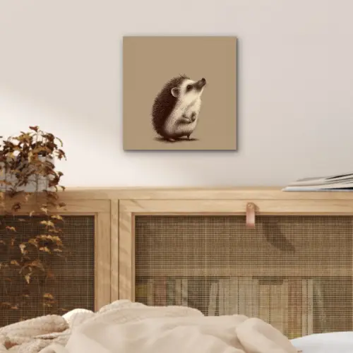 Egel - Snuitje - Bruin - Stekels aluminium wit klein -sfeer3