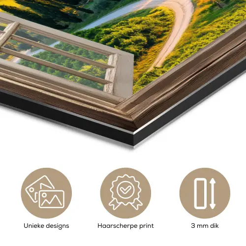Doorkijk - Toscane - Uitzicht - Landschap - Zomer aluminium wit klein -closeup_NL