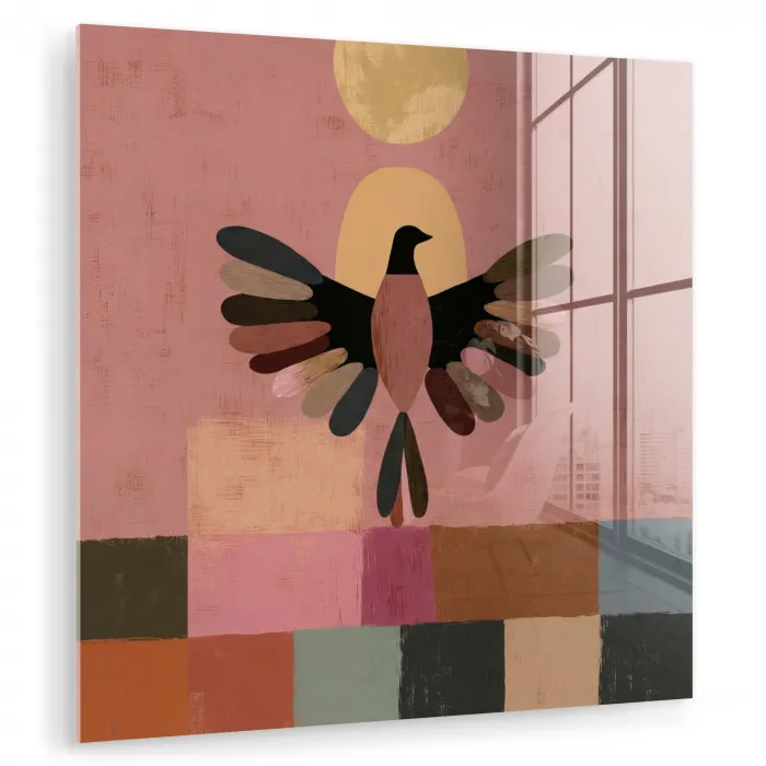 Illustratie - Vogel - Vlakken - Kleurrijk plexiglas 5mm klein -zzzproduct_nieuw
