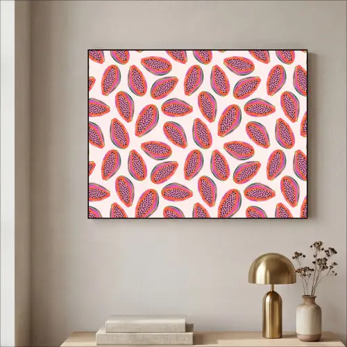 Papaja - Patroon - Roze Textielframe zwart klein 947 -sfeer2