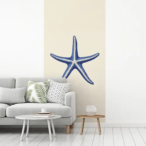 Blauwe zeester - Minimalistisch - Beige fotobehang vinyl groot -woonkamer