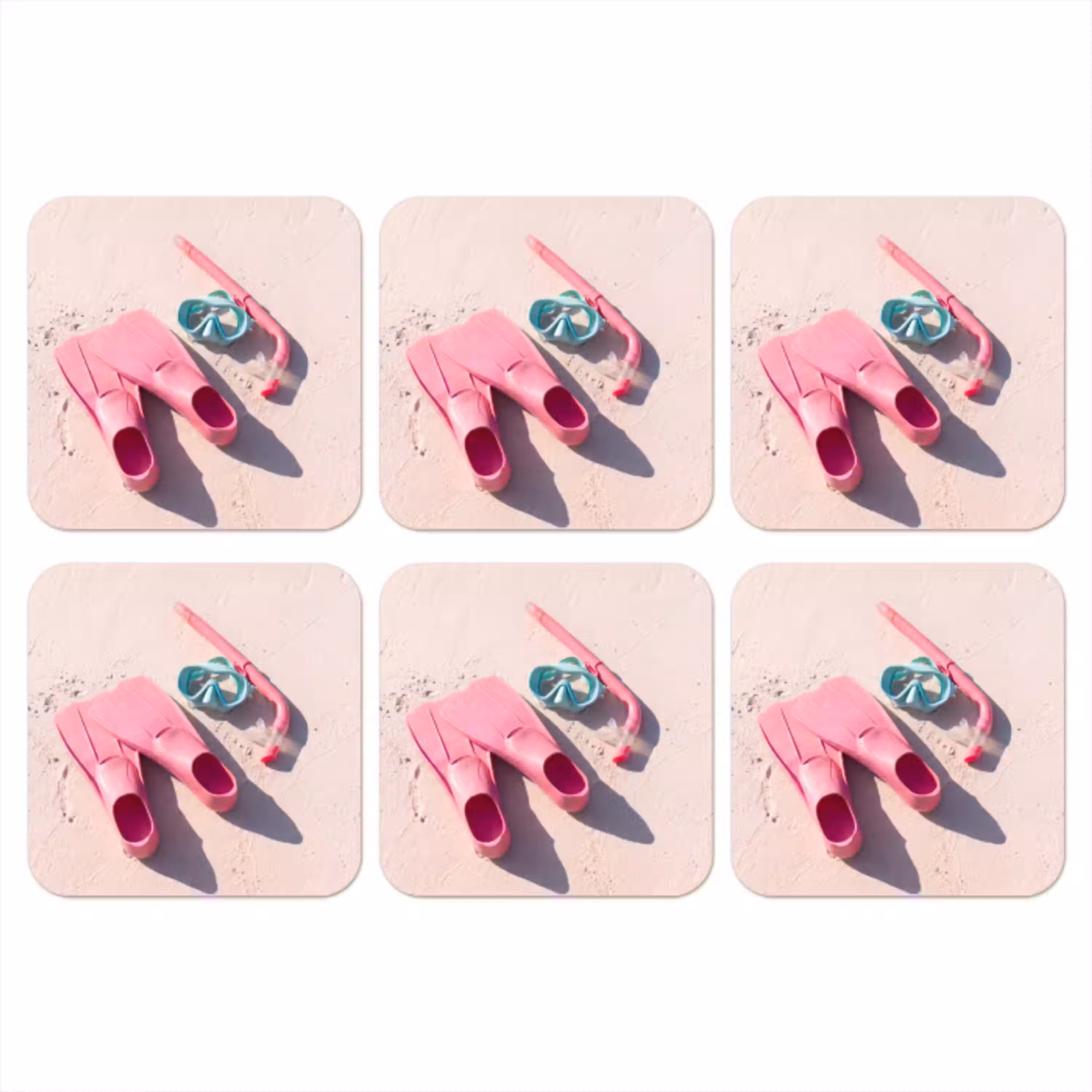 Snorkelset - Strand - Zomer - Roze onderzetter kurk middel -3d