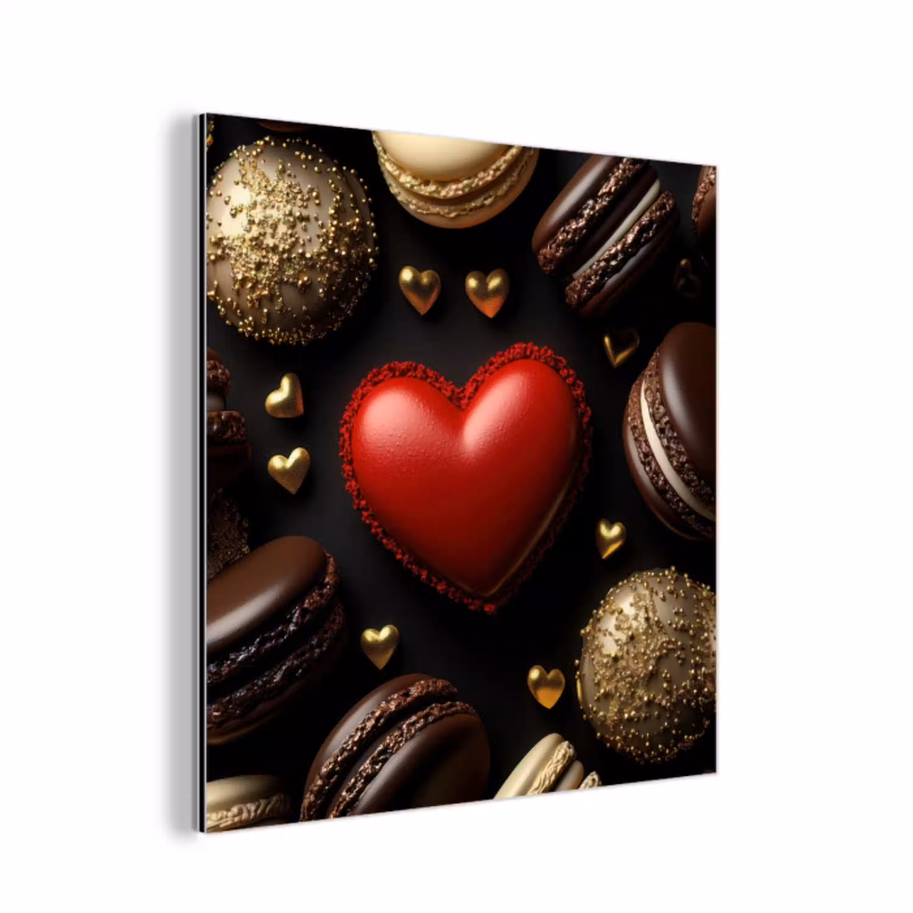 Macarons - Rood - Hart aluminium wit klein -3d