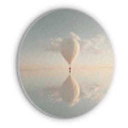 Luchtballon - Wolken - Water - Blauw Akoestische PET Vilt - Rond klein -3d