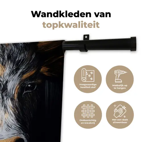 Stier - Hoorns - Snuit - Goud Wandkleed katoen klein -sfeer2
