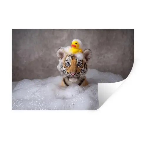 Welpje - Bad - Geel Muursticker klein -3d