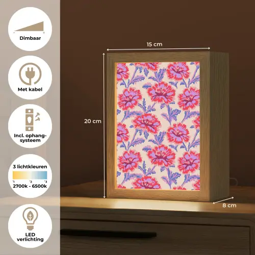 Bloemen - Patroon - Meerkleurig Light Box met kabel (Tafellamp) klein 925 -USP_NL