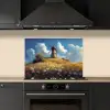 Windmolen - Heuvel - Bloemen - Kleurrijk keuken achterwand spatscherm klein -sfeer1