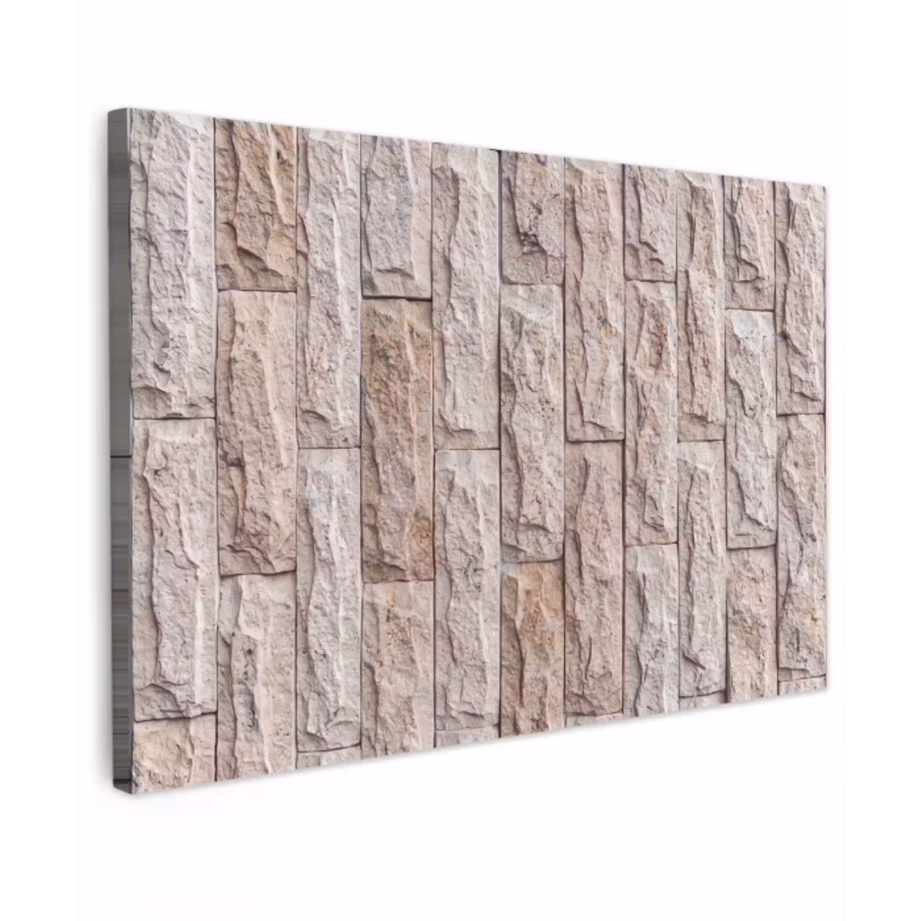 Muur - Steen - Ruw - Beige - Textuur Tuinposter op houten frame 2 cm dik klein -3d