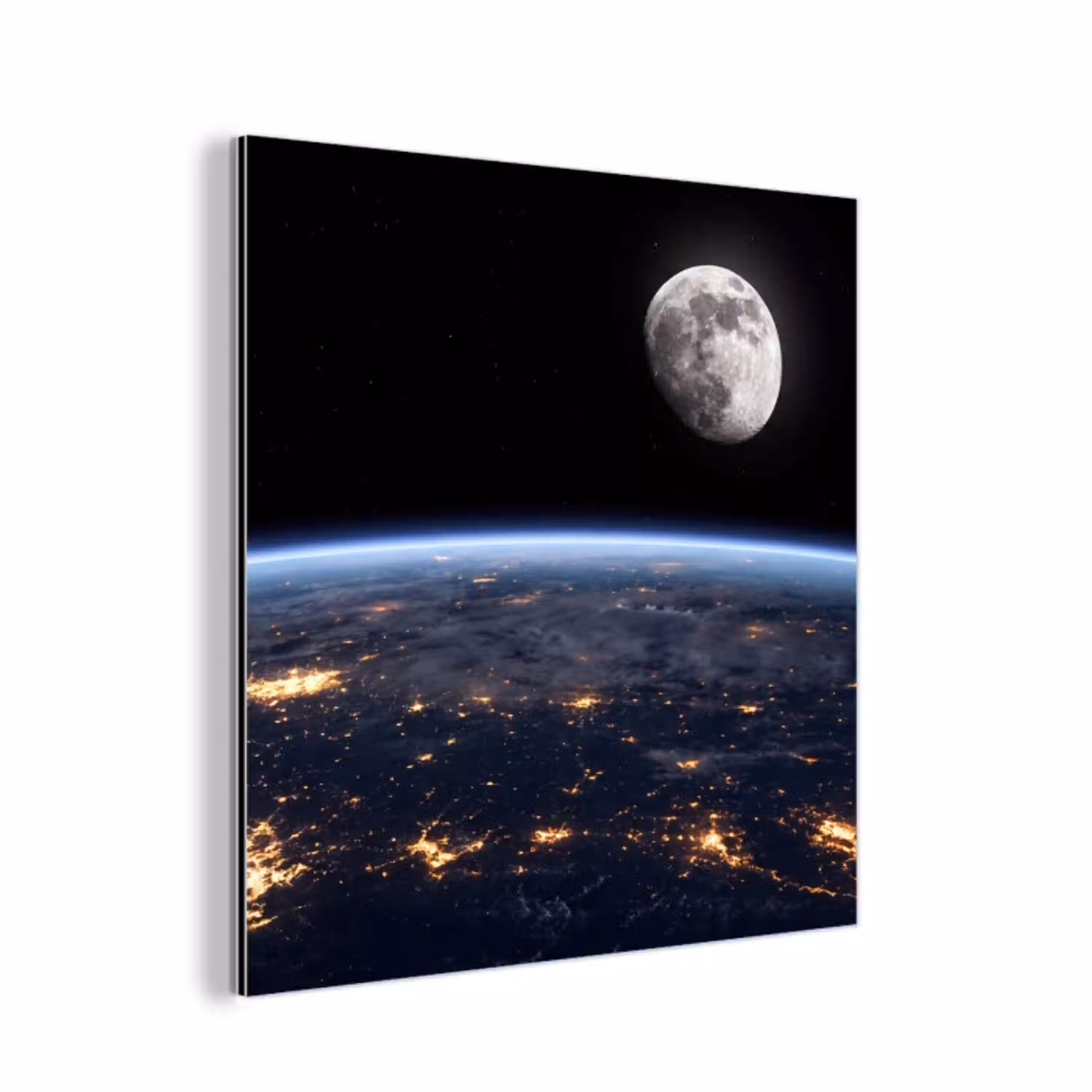 Aarde - Nacht - Ruimte aluminium wit klein -3d