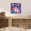 Bloemen - Blauw - Roze aluminium wit klein -sfeer3