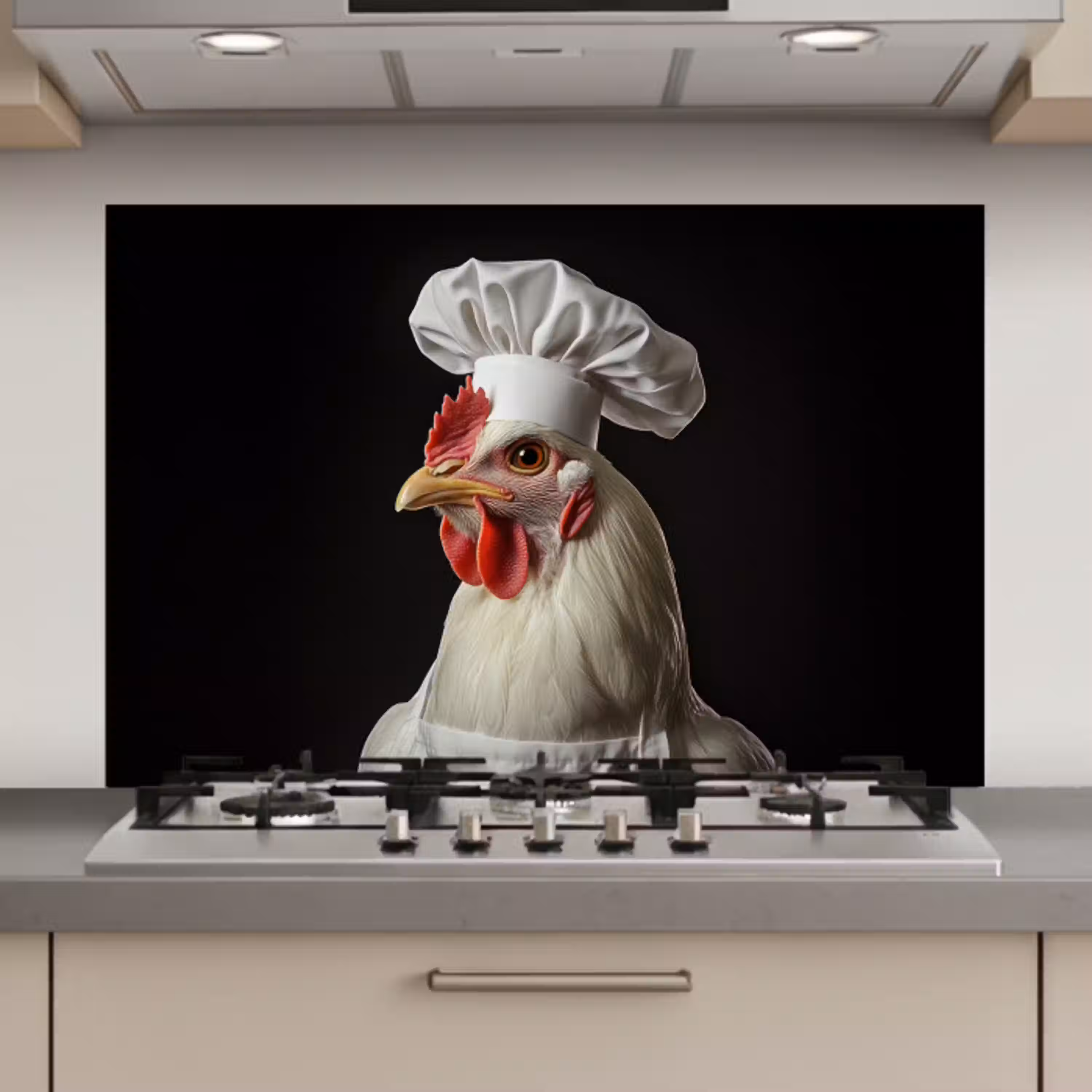 Kok - Rood - Kip keuken achterwand spatscherm klein -3d_website