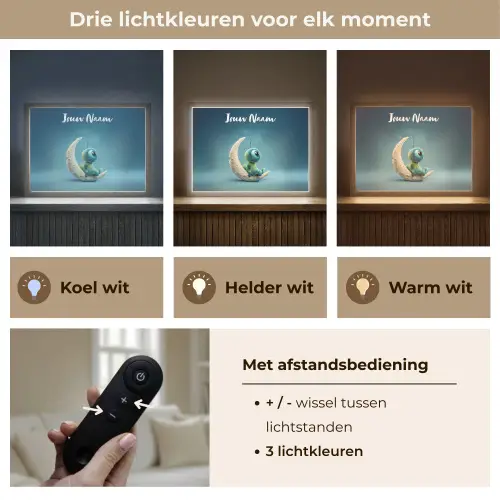 Maan - Ruimtewezen - Blauw Light Box met batterij (Wandlamp kind) middel -USP_lichtkleurNL