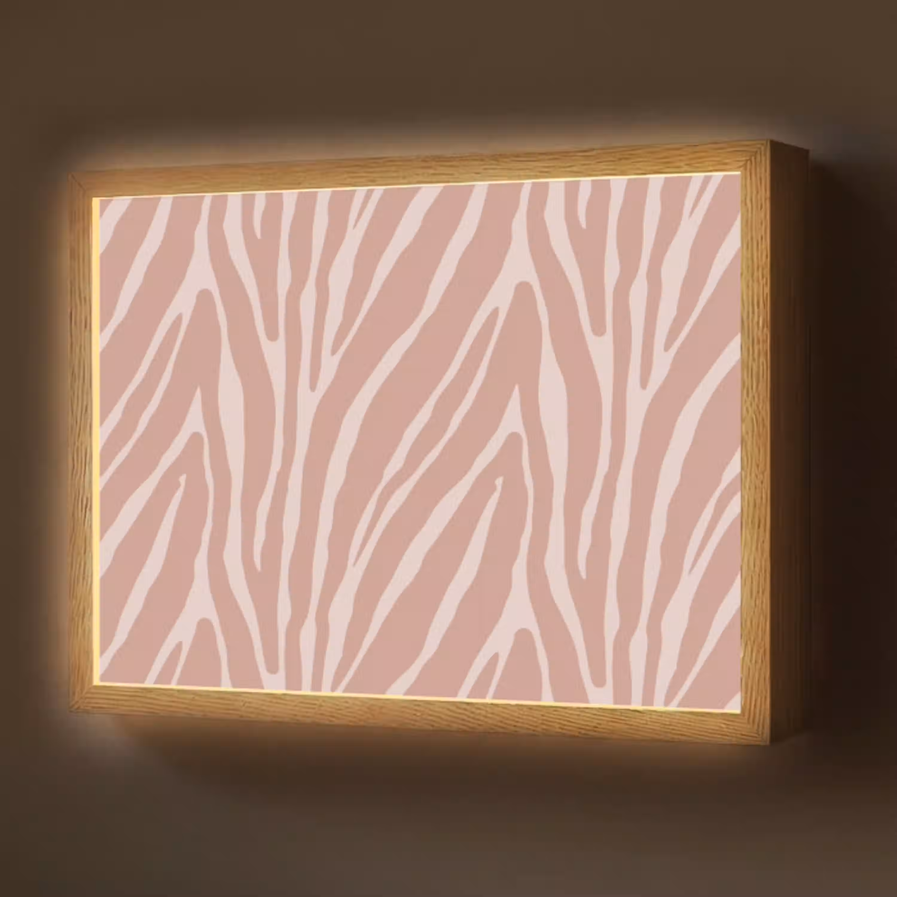 Lichtroze - Zebra - Patroon - Donkerroze Light Box met batterij (Wandlamp) middel 907 -z3d_website