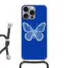 Vlinder - Wit - Getekend - Stippen Hoesje iPhone 16 Pro Max met koord klein -3d