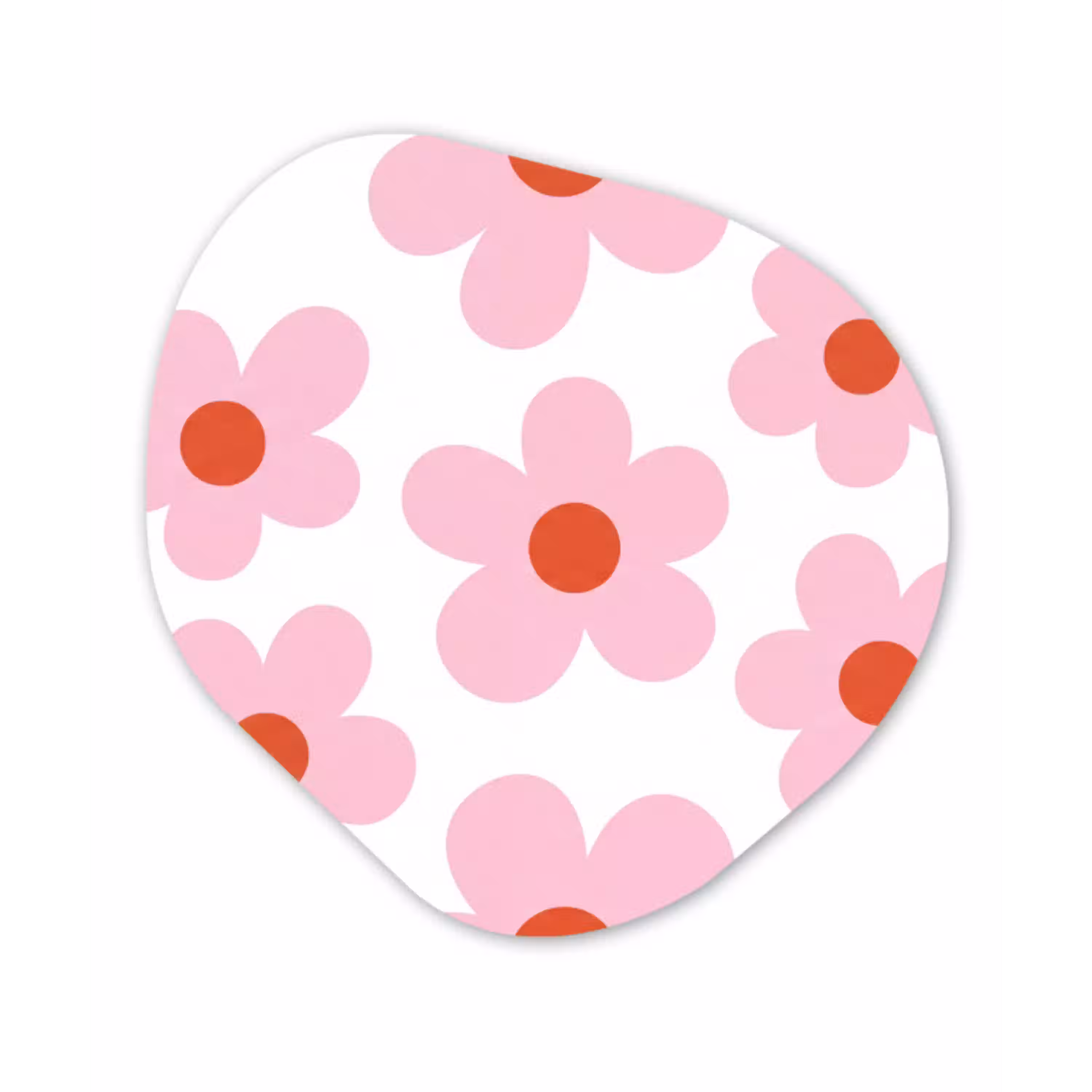 Bloemen - Patroon - Modern - Roze - Wit Wandcirkel Organisch Aluminium middel -3d