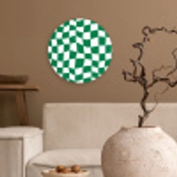 Schaakbord - Golvend - Groen Wandcirkel kunststof plaat 5mm dik klein 188 -sfeer1