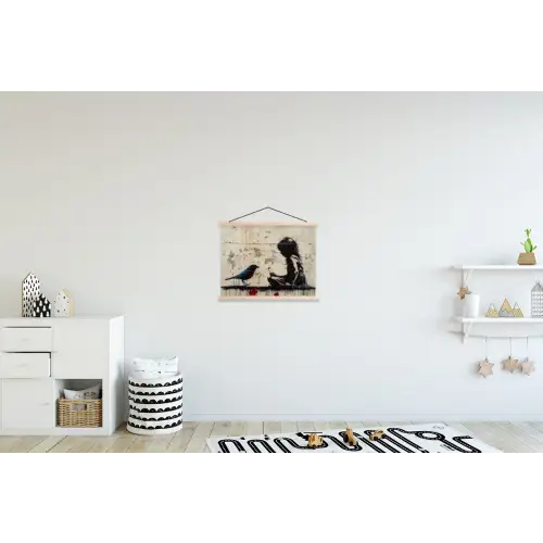 Street art - Meisje - Vogel - Graffiti - Banksy textielposter latten blank klein -kinderkamer