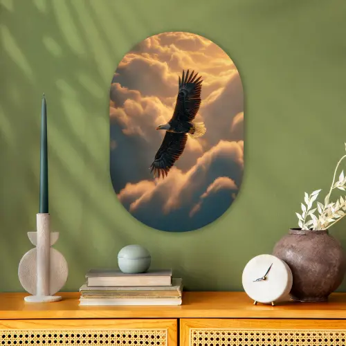 Adelaar - Wolken - Zon Wandcirkel Ovaal Forex klein -sfeer2