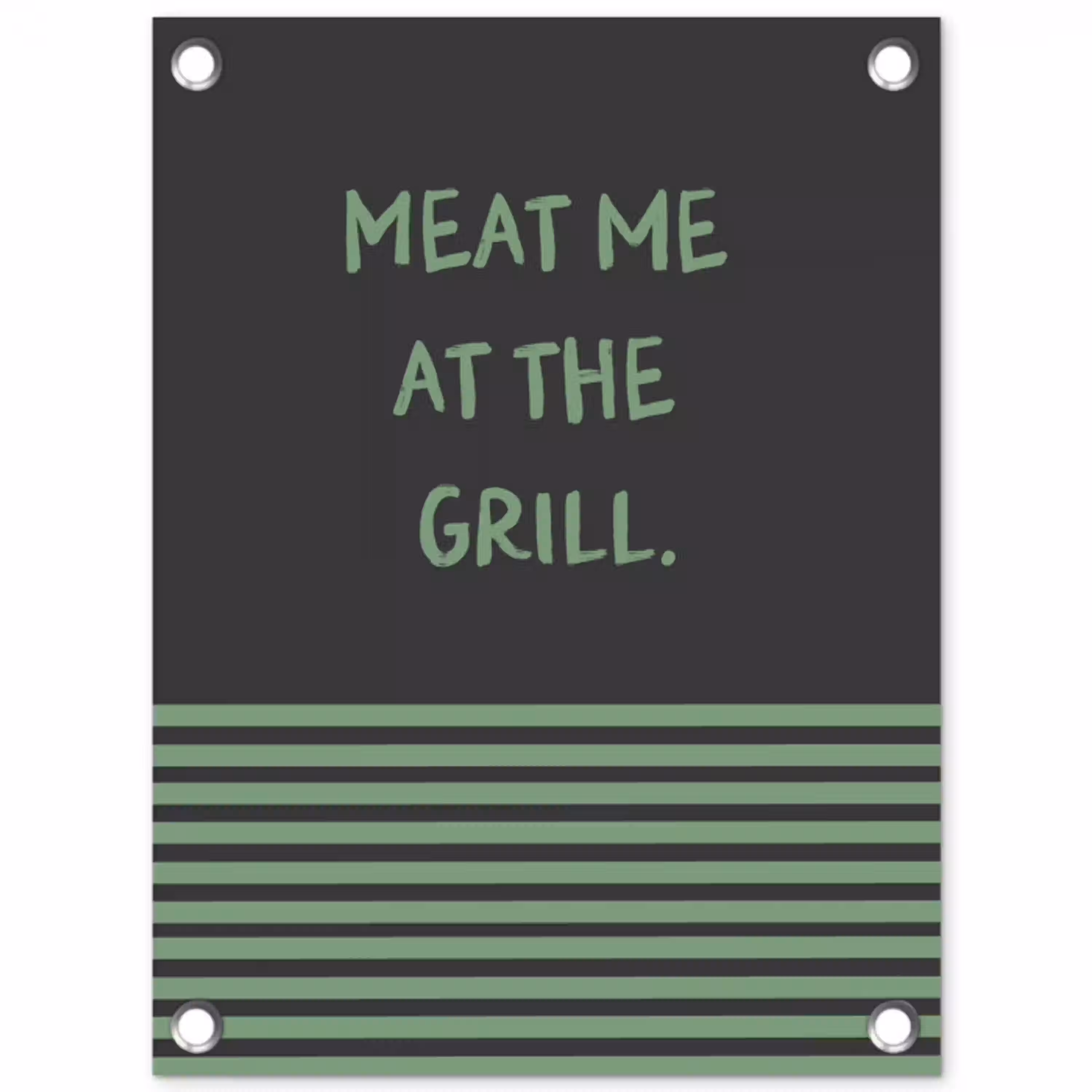 Quote - Groen - Grill - Zomer tuinposter los doek klein -3d