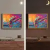 Kameleon - Tak - Gestreept - Bladeren Light Box met batterij (Wandlamp) middel -sfeer3