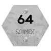Grijs botanisch patroon - Modern Naambord Hexagon klein -3d