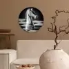 Paard - Hout - Schaalbord - Zwart Wandcirkel plexiglas klein -sfeer1