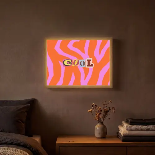 Zebraprint - Grafisch - COOL - Oranje Light Box met batterij (Wandlamp) middel -sfeer4