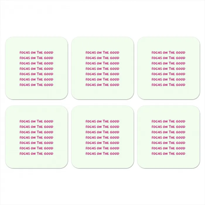 Focus on the good - Roze onderzetter kurk middel -3d