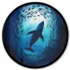 Walvis - Vissen - Donkerblauw Fotolijst rond zonder passe partout klein -3d