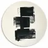 Rechthoeken - Penseelstreken - Abstract - Zwart Wandcirkel kunststof plaat 5mm dik klein -3d