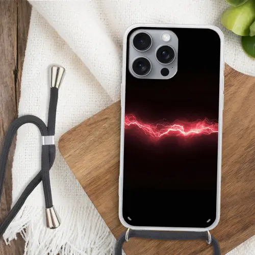 Gaming - Rood - Elektriciteit - Energie  - Lijn Hoesje iPhone 16 Pro Max met koord klein -sfeer4