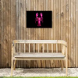 Kreeft - Felroze - Stippen - Opvallend Tuinposter op houten frame 2 cm dik klein -sfeer4