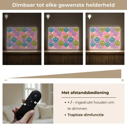 Patroon - Smiley - Kleurrijk - Hartjes Light Box met batterij (Wandlamp) middel 907 -USP_dimbaarNL