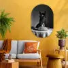 Paard - Bord - Pasta - Tafelkleed - Zwart Wit - Dieren Wandcirkel Ovaal Glas middel -sfeer4