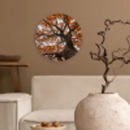 Boom - Bladerdak - Herfst - Oranje - Sfeervol Wandcirkel kunststof plaat 5mm dik klein -sfeer1