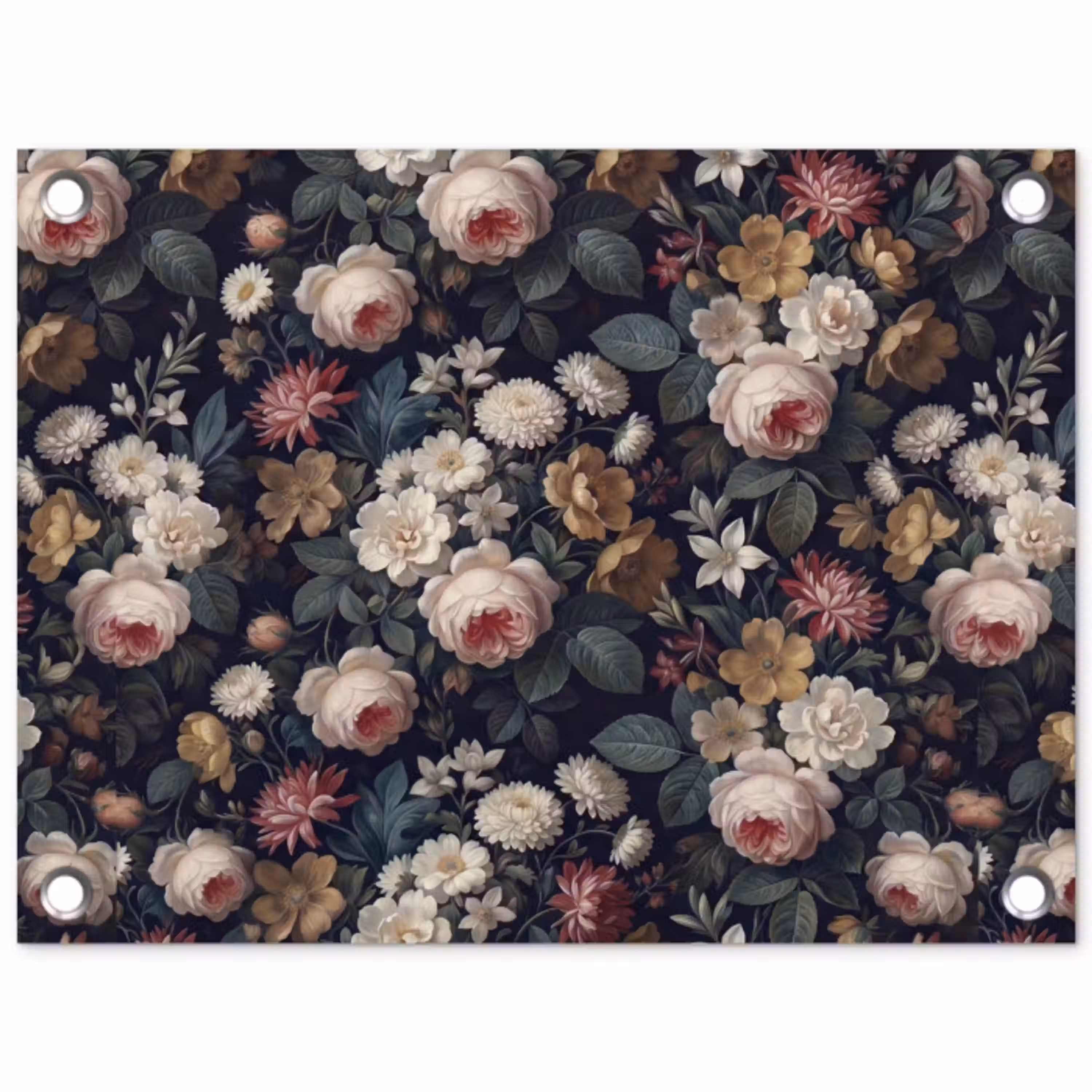 Bloemen - Boeket - Botanisch - Vintage - Donkere achtergrond tuinposter los doek klein -3d