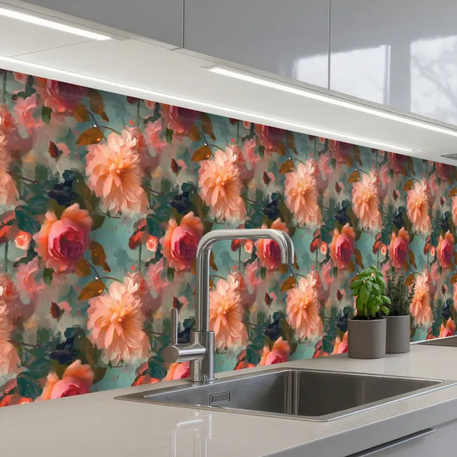 Keuken achterwand - Roze - Patroon - Bloemen