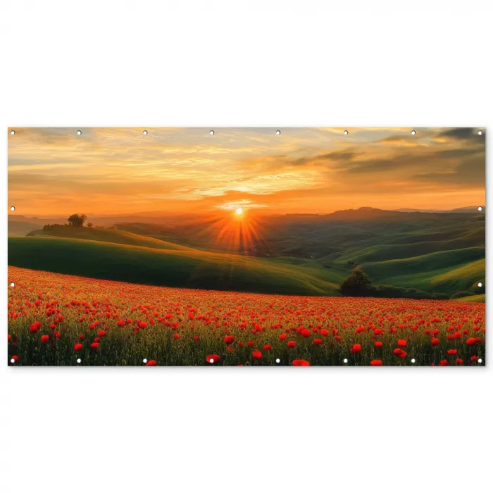 Klaprozen - Bloemen - Heuvels - Zonsondergang Balkonbeschermer Duitsland klein -zz_3d
