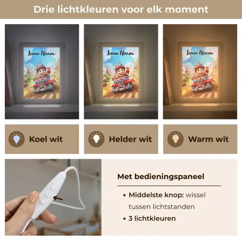 Brandweer - Jongens - Kinderen - Auto Light Box met kabel (Kinderlampje) klein -USP_lichtkleurNL