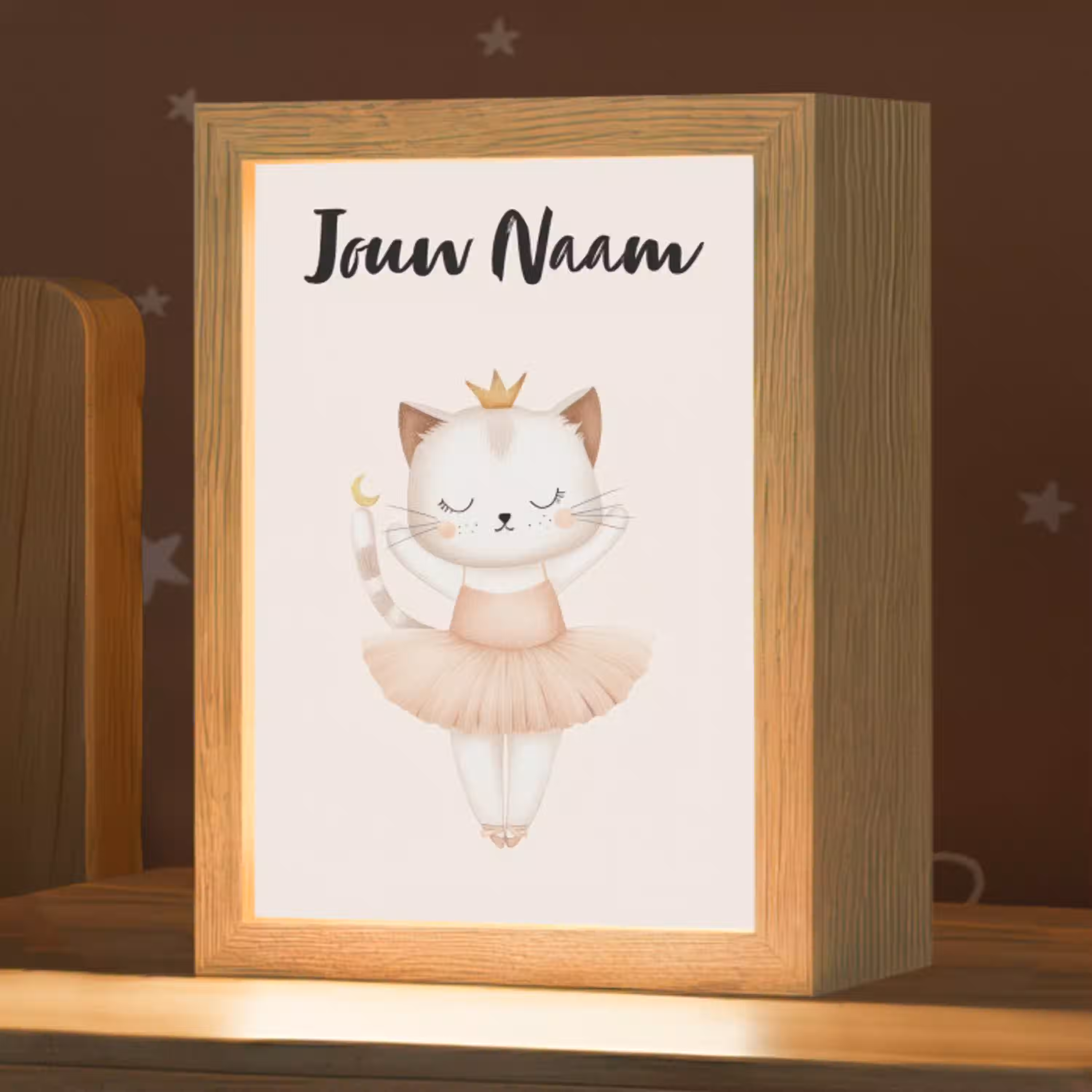 Kat - Minimalistisch - Tutu - Kroontje Light Box met kabel (Kinderlampje) klein -zzz_3d_website